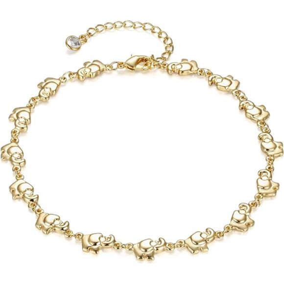 Dainty Ankle Bracelet,14K Gold Plated Tiny Bead Anklet Dainty White Zirconia - Picture 1 of 7